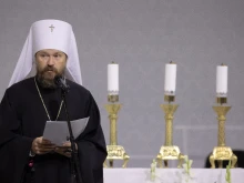 Russian Orthodox leader Metropolitan Hilarion speaks at the International Eucharistic Congress in Budapest, Hungary, Sept. 6, 2021.